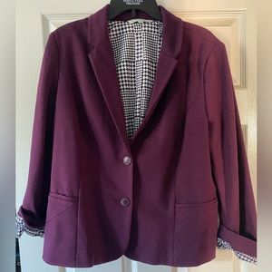 Cleo Petites XL Deep Purple Blazer - Houndstooth interior